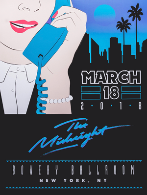 Poster for The Midnight's show at Bowery Ballroom in New York, NY on March 18, 2018