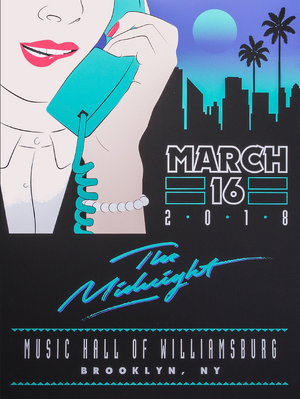 Poster for The Midnight's show at Music Hall of Williamsburg in Brooklyn, NY on March 16, 2018